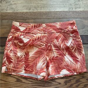 INC International Concepts Red Leaf Print High Waist Shorts